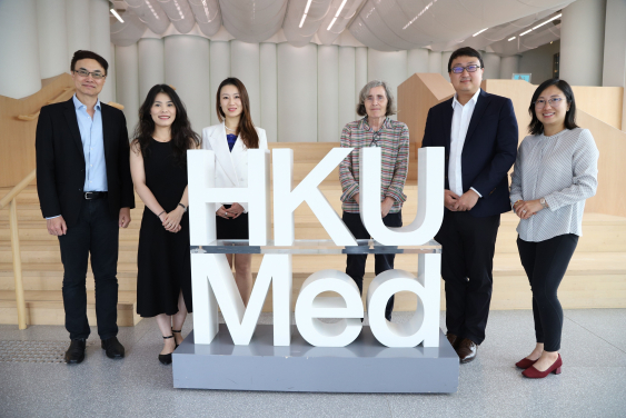 Members of the research team from HKUMed include: (from left to right) Professor Ian Wong Chi-kei, Lo Shiu Kwan Kan Po Ling Professor in Pharmacy, Head of the Department of Pharmacology and Pharmacy, Director of Centre for Safe Medication Practice and Research, HKUMed, and Lead Scientist of the Laboratory of Data Discovery for Health (D24H); Dr Luo Shan, Research Assistant Professor of the School of Public Health, HKUMed; Huang Yuan, Director of Technology Transfer of Hong Kong Quantum AI Lab; Dr Mary Schooling, Honorary Associate Professor and Cluster Leader (Non-communicable Diseases in Global Health), School of Public Health, HKUMed; Dr Ryan Au Yeung Shiu-lun, Assistant Professor of the School of Public Health, HKUMed; and Dr Celine Chui Sze-ling, Assistant Professor of School of Nursing and School of Public Health, HKUMed, and Co-Principal Investigator of D24H.